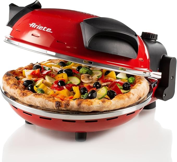 Electric Pizza Maker 1200W 5 Temp Settings Fast Cook Compact Oven Red