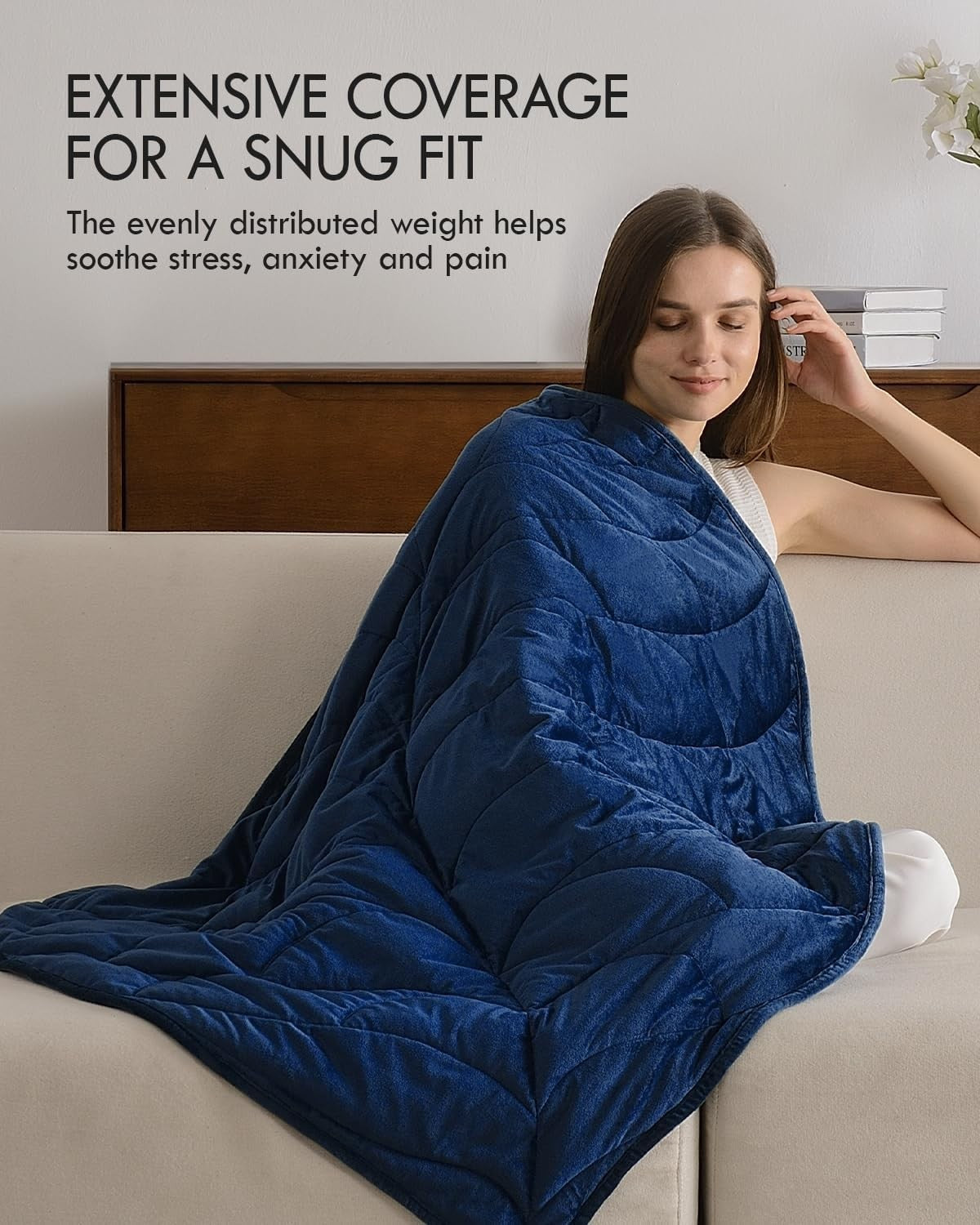 Weighted Lap Blanket 7lbs Soft Velvet Heavy Throw Travel Comfort Leaf Design