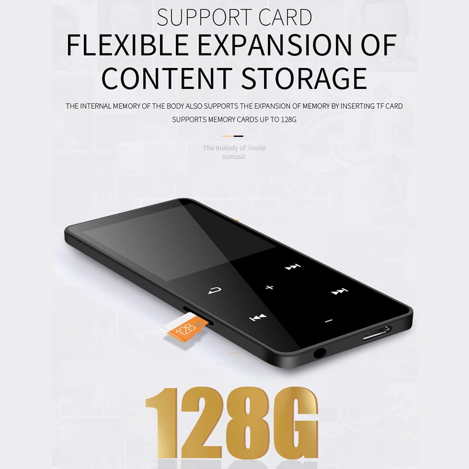Bluetooth 5.0 MP3 MP4 Player 1.8" Touch 8GB HiFi Gold
