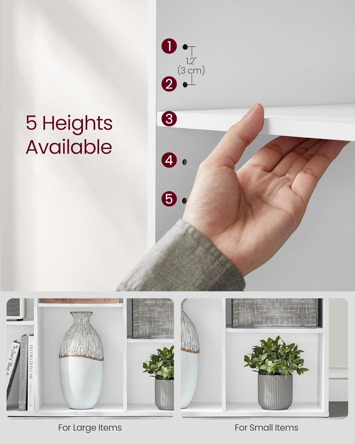 9-Cube White Bookcase | Large Storage Shelf Unit for Living Room Office Home
