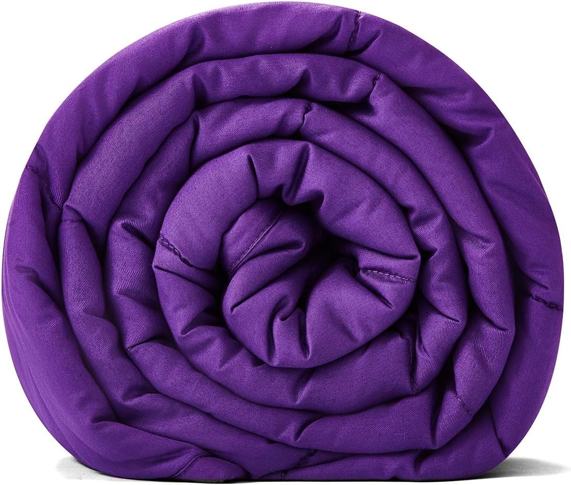 Weighted Blanket 60x80", 15lbs Cotton Glass Beads, Breathable, Violet