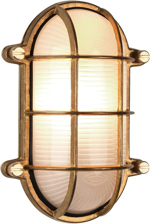 Waterproof Outdoor Cast Brass Wall Light IP44 Rated Oval Ceiling Lamp