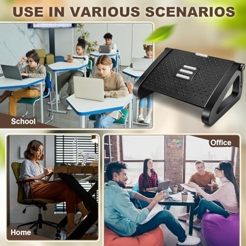 Adjustable Under Desk Foot Rest 6 Heights Ergonomic Massage Office Home