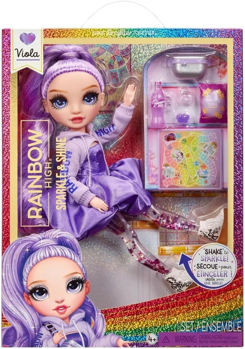 28cm Fashion Doll Sparkle Legs Purple Outfit Accessories Stand