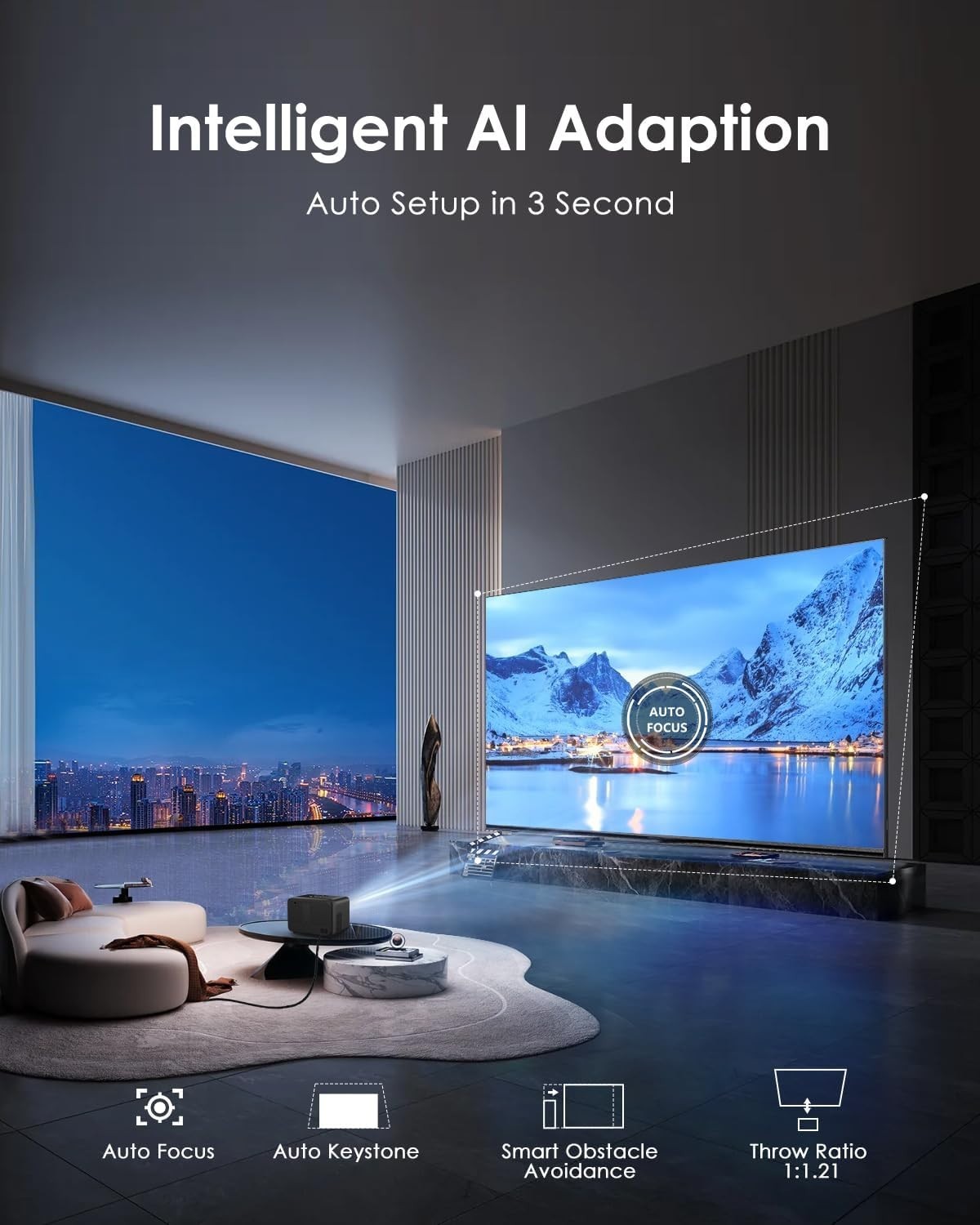 4K Smart Projector Google TV WiFi 6 Bluetooth NFC Dolby HDR