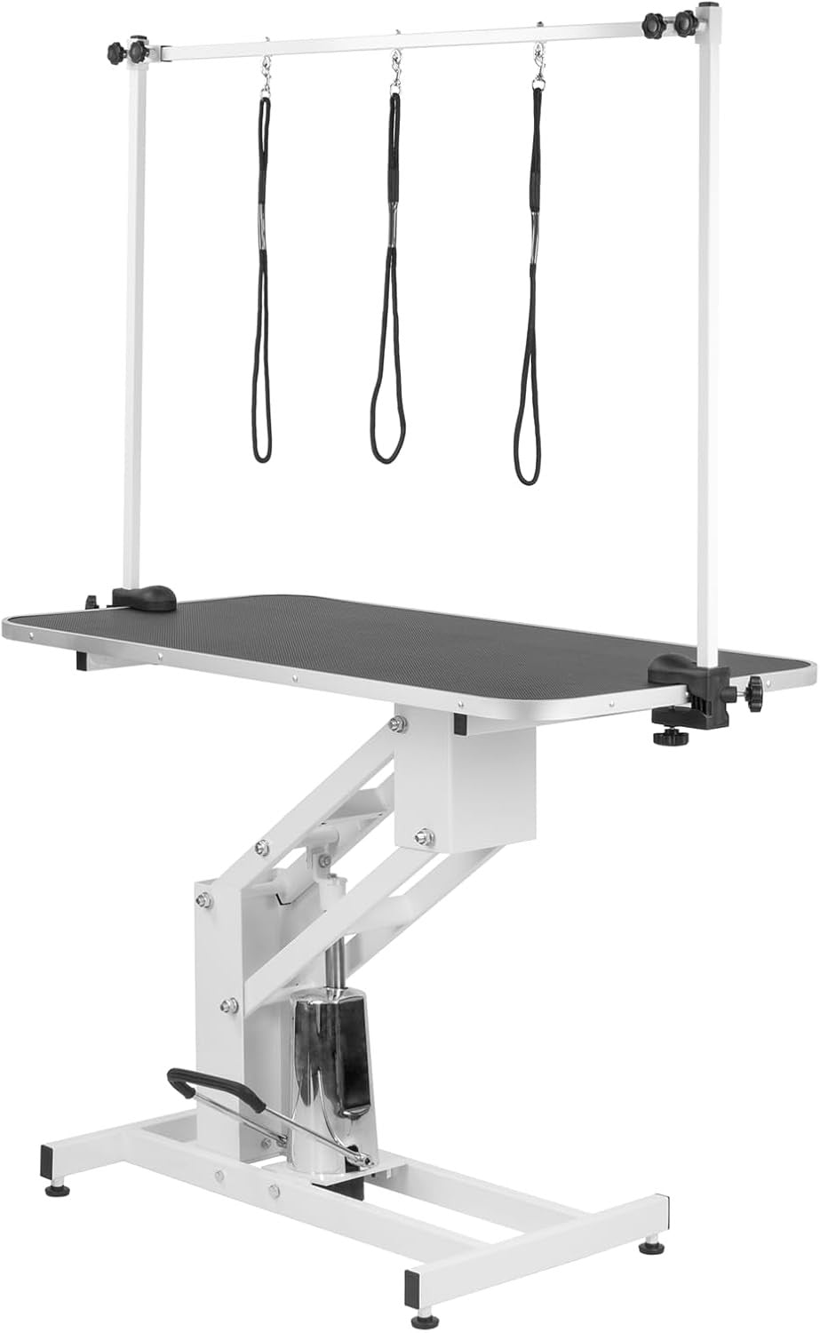 Large Hydraulic Dog Grooming Table Adjustable Height Non Slip Top H Bar