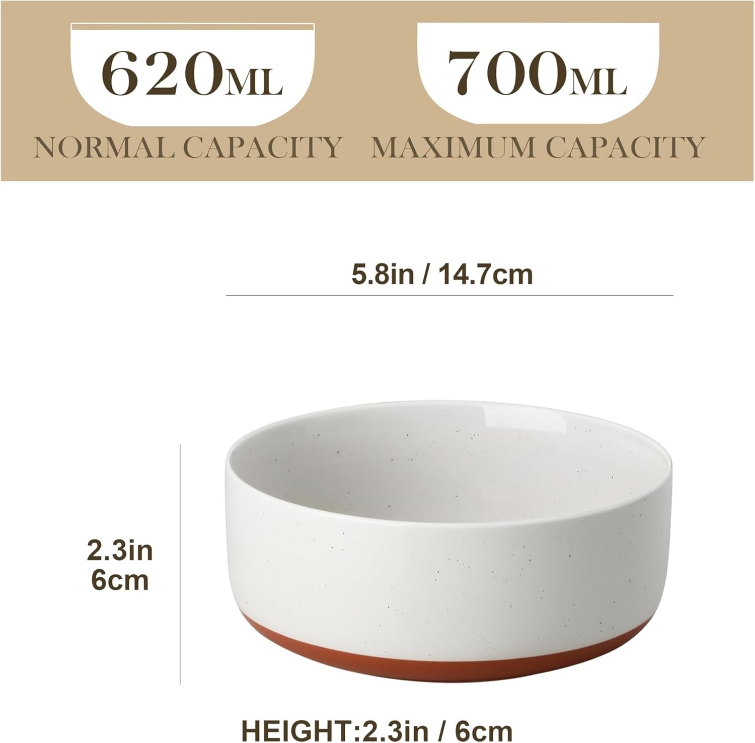 Cereal Bowls Set of 6 Ceramic Soup Breakfast Bowls 24oz Microwave Safe