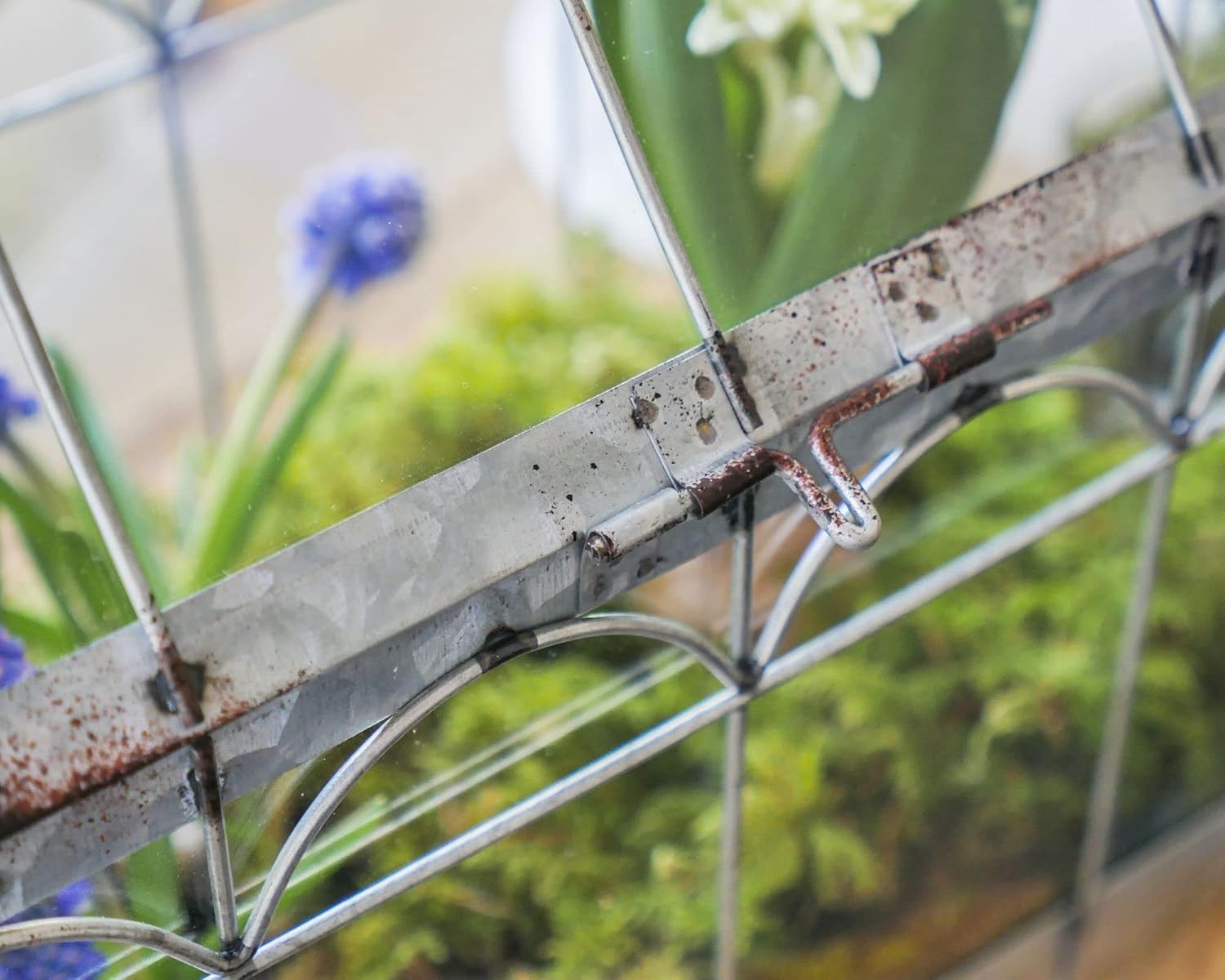Small Iron & Glass Greenhouse with Lockable Lid and Carry Handle 29x15x26cm