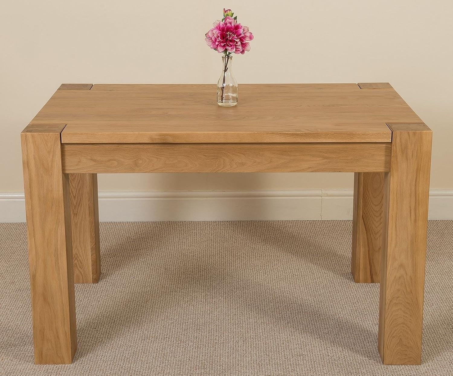 Solid Oak Dining Table & 4 Chairs Set | Compact Modern Design | Dark Grey