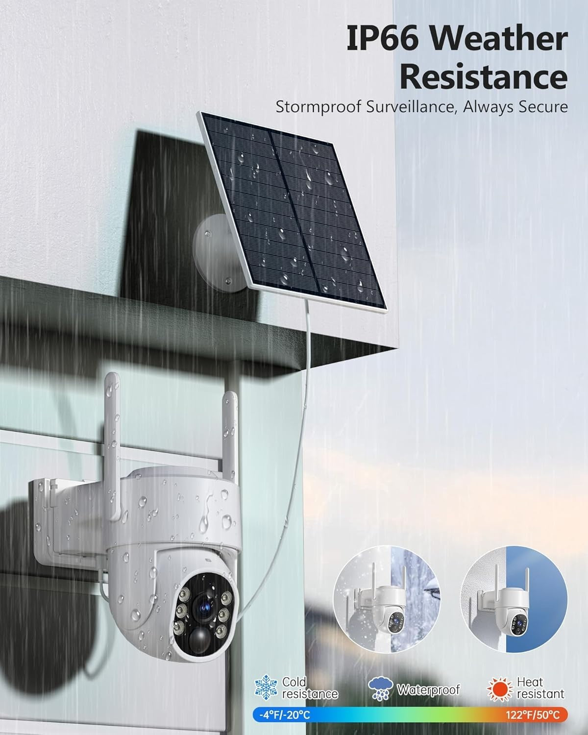 2 Pack Solar Security Camera Wireless 2K PTZ WiFi Outdoor CCTV Cam