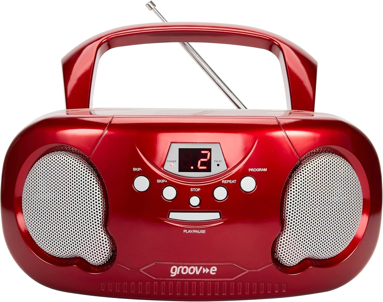 Portable Boombox CD Player Radio AUX Headphone Kids Story CD Bundle Red
