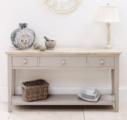 Console Table 3 Drawer Hallway Organizer with Bottom Shelf & Tapered Legs