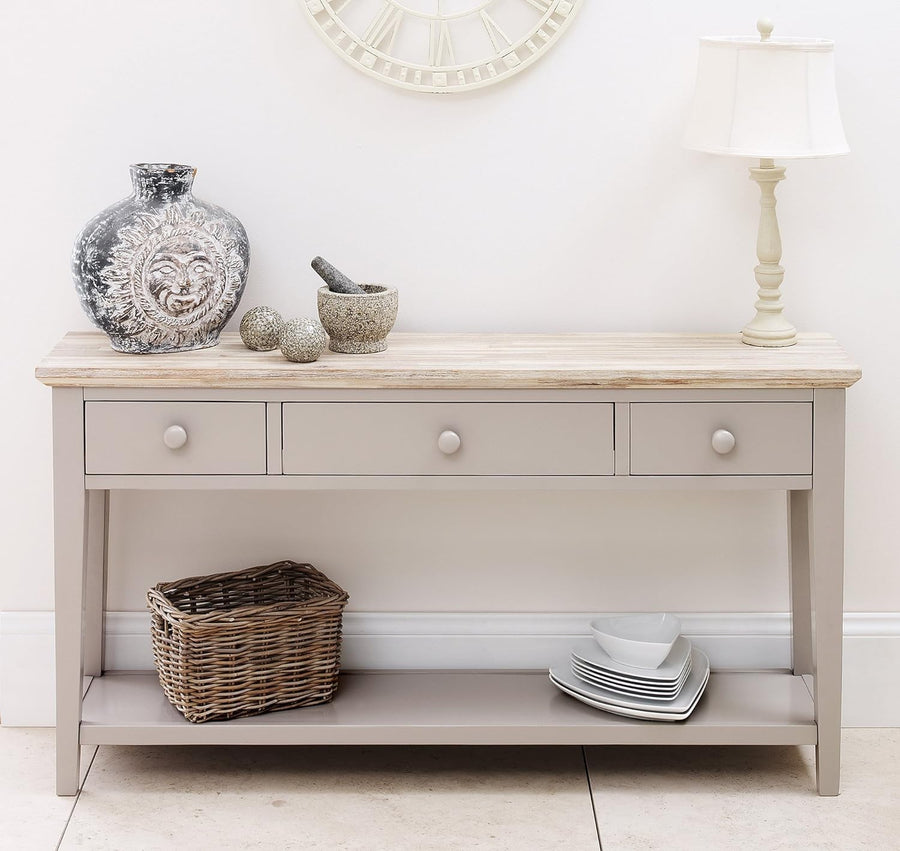 Console Table 3 Drawer Hallway Organizer with Bottom Shelf & Tapered Legs