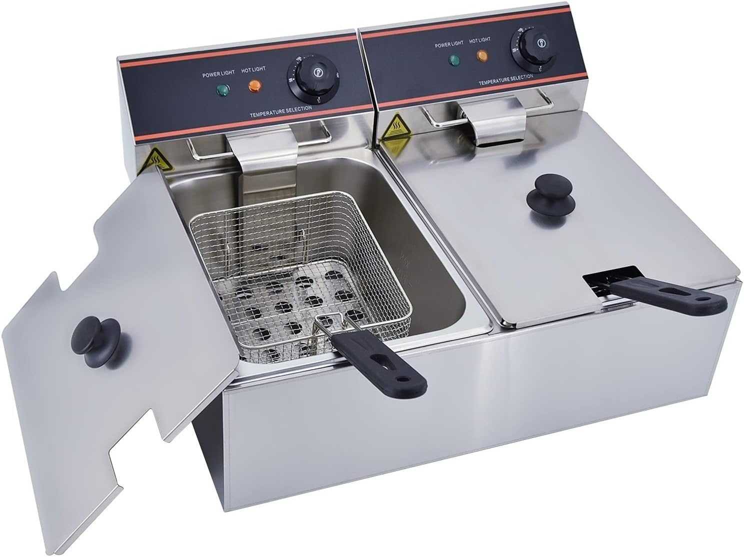 12L Double Electric Deep Fat Fryer 6000W Stainless Steel Countertop