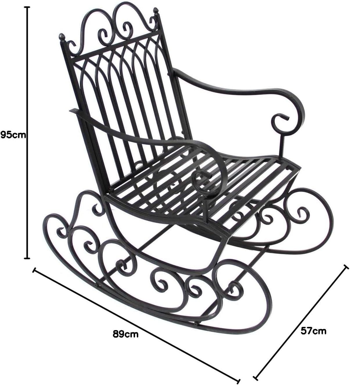 Outdoor Metal Rocking Chair with Victorian Style & Weatherproof Finish