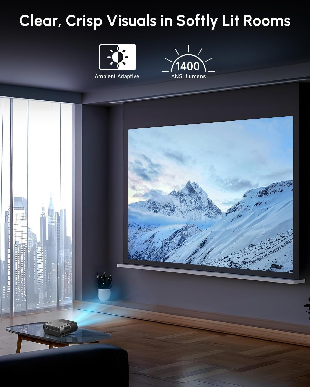 1400ANSI 4K Smart Projector Google TV WiFi6 Dolby NFC