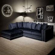 Charcoal Fabric Corner Sofa 3-4 Seater L Shape ✨ Studded Arms, Modern Look