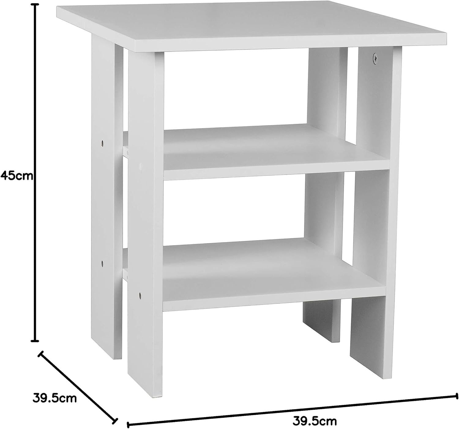 Modern 2-Tier White Wooden Side Table – Compact End Table with Storage