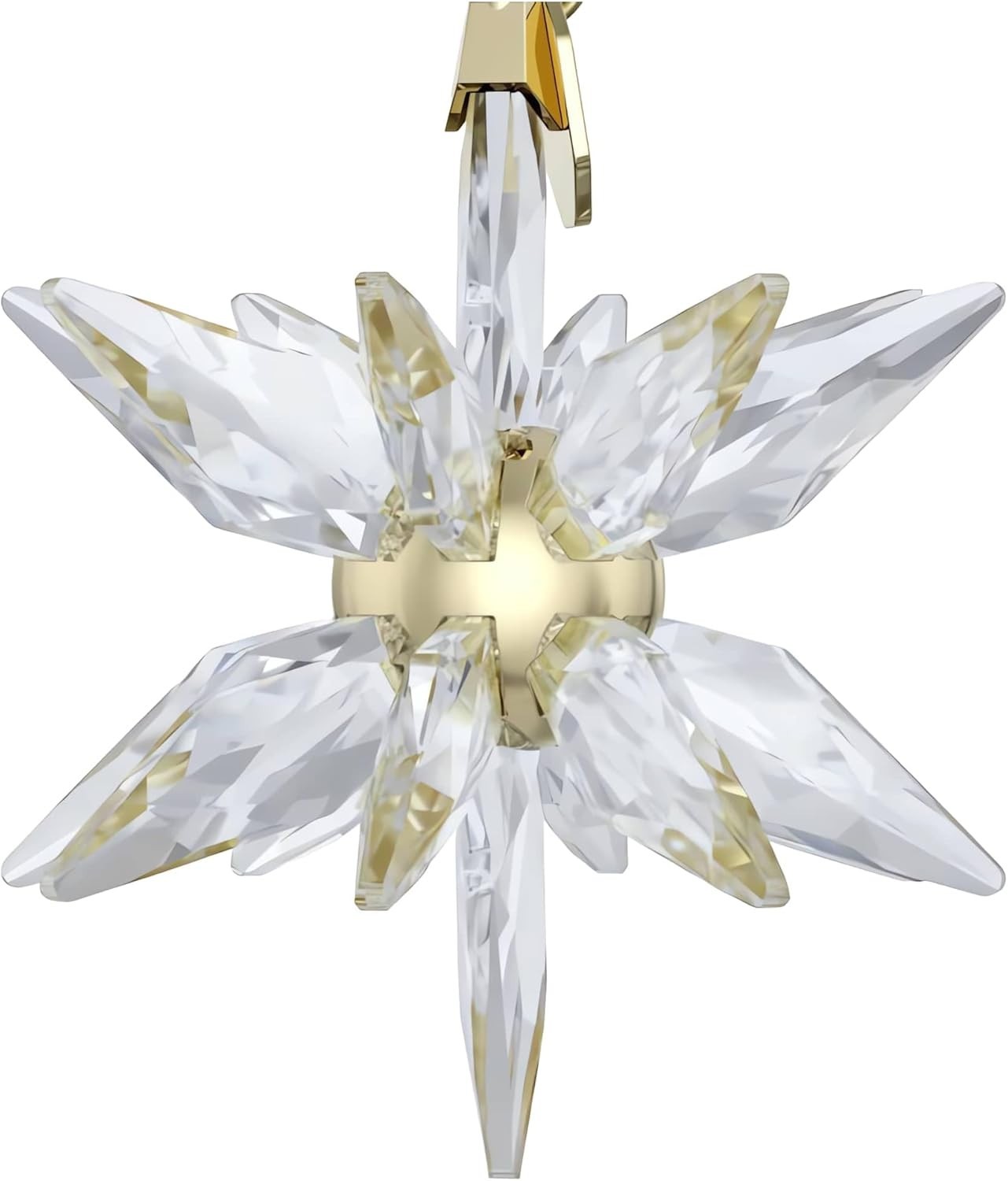 Crystal Star Ornament 2025 3D Faceted Champagne Gold Holiday Hanging Decor