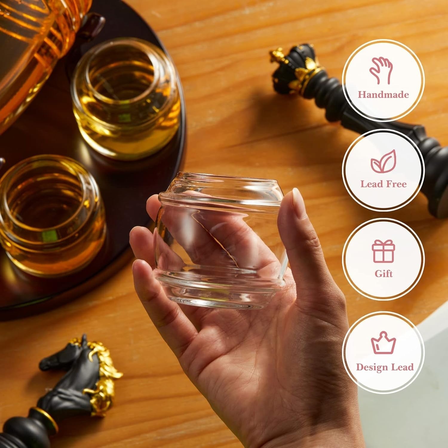 Whiskey Barrel Decanter Set 1.3L With 4 Glasses Home Bar Gift Men Liquor Dispens