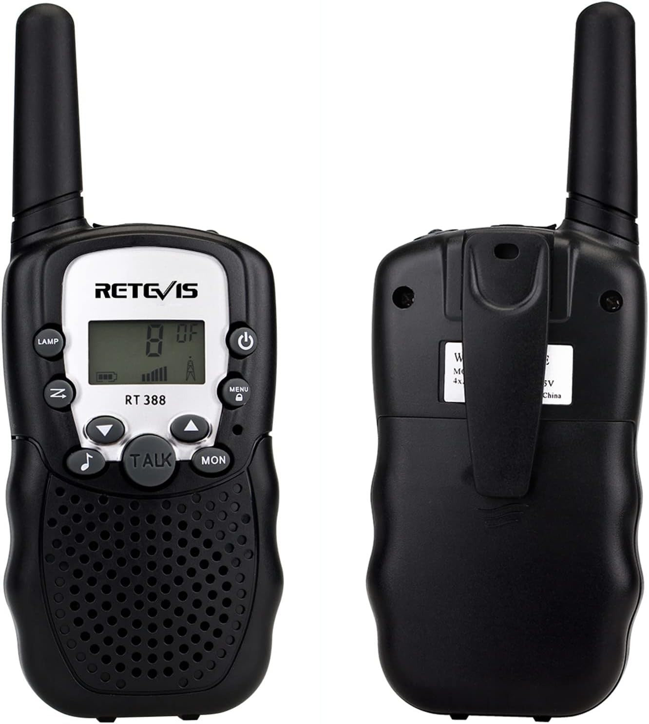 Kids Walkie Talkies Long Range VOX Flashlight Toy Gift 1 Pair Black
