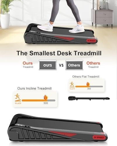 Under Desk Walking Pad Treadmill 2.5HP Incline 1-6KM/H Home Office
