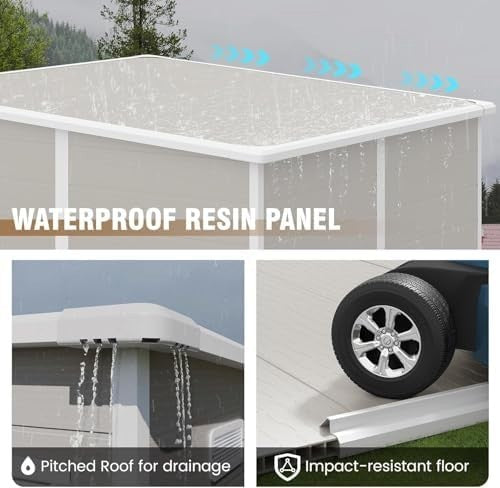 Outdoor 6x6ft Resin Garden Shed Lockable Storage for Bikes & Tools