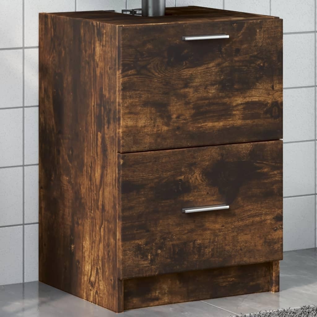 Smoked Oak Bathroom Sink Cabinet 40x37x59cm Modern Under Sink Storage Unit