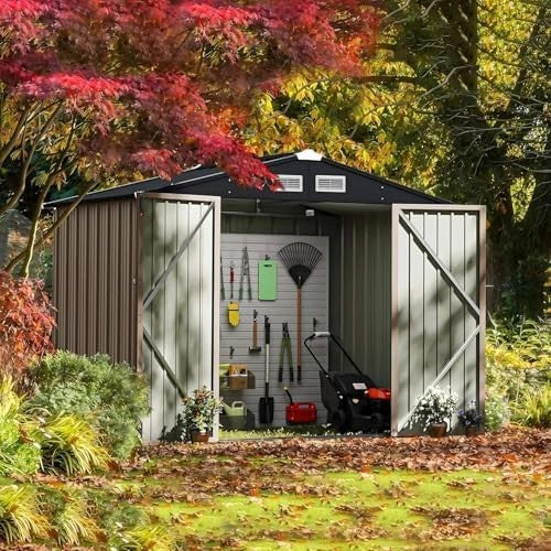 7.7x5FT Metal Garden Shed Waterproof Outdoor Storage House for Tools & Bikes