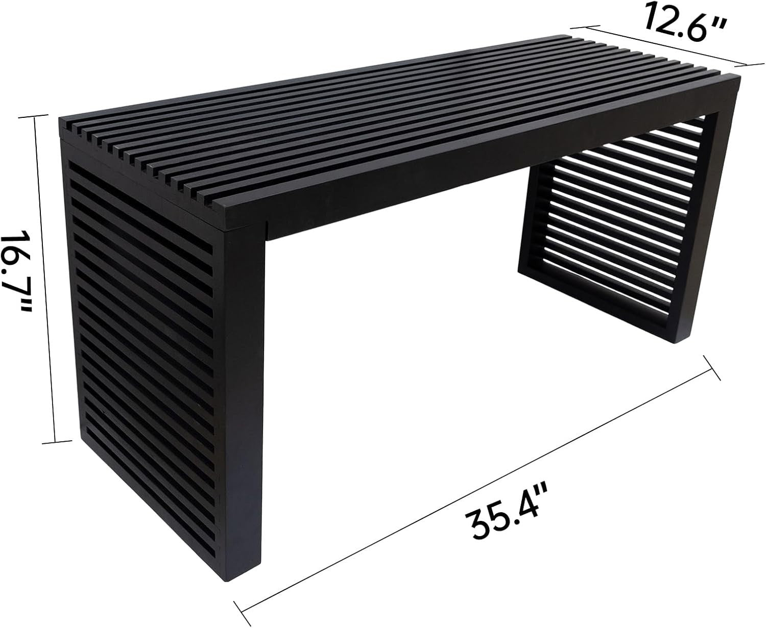 Modern Bamboo Dining Bench 35" Black Indoor Entryway & Kitchen Seat