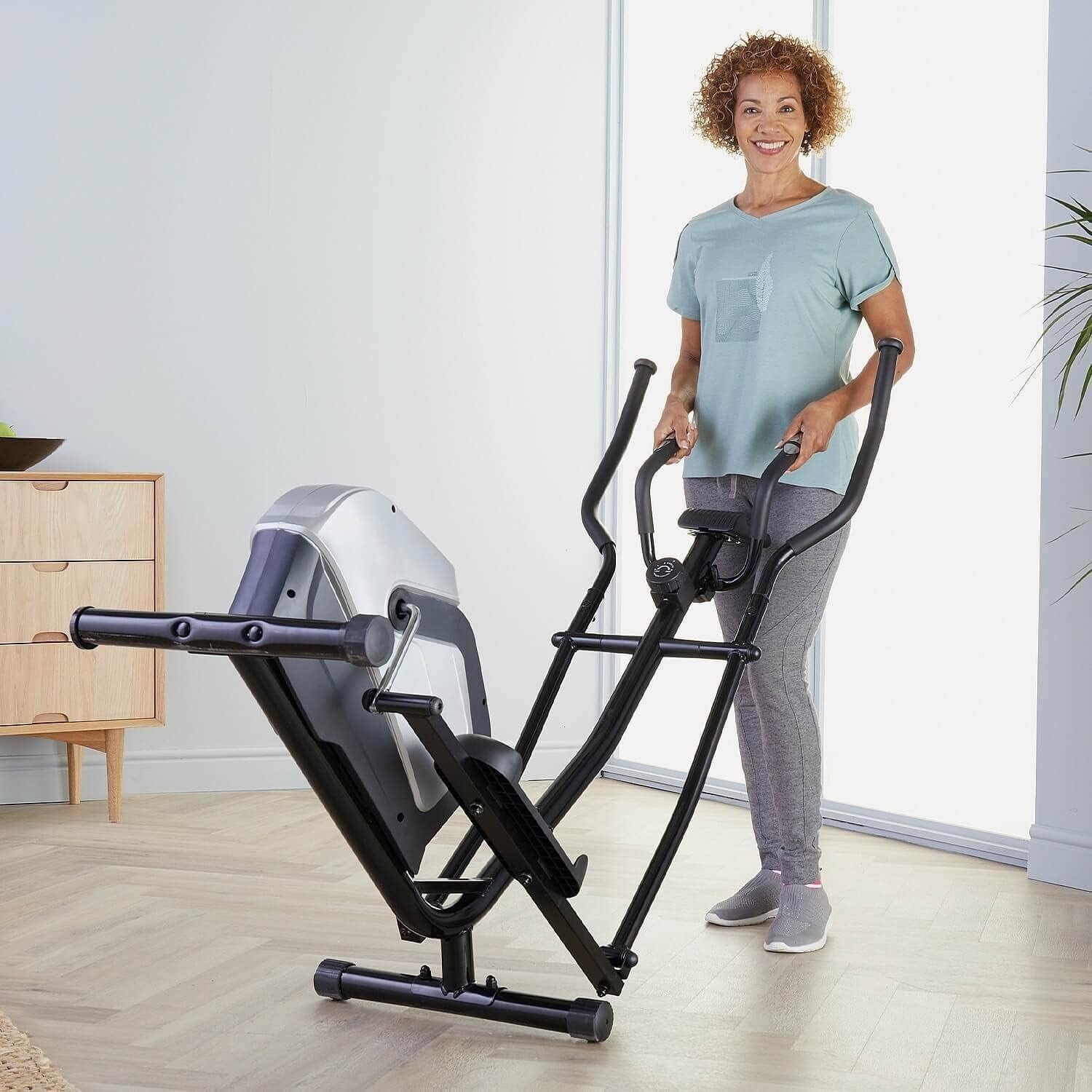 Magnetic Cross Trainer Manual Elliptical Home Gym Heart Rate Monitor