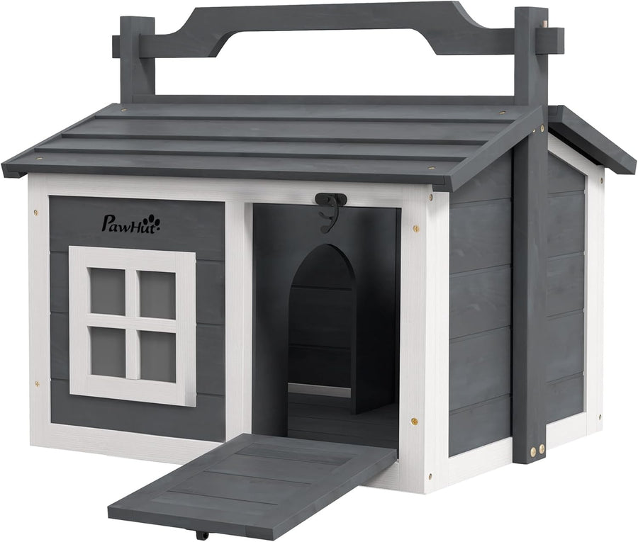 Indoor Outdoor Rabbit Hutch Wooden Small Pet House with Handle Opening Roof
