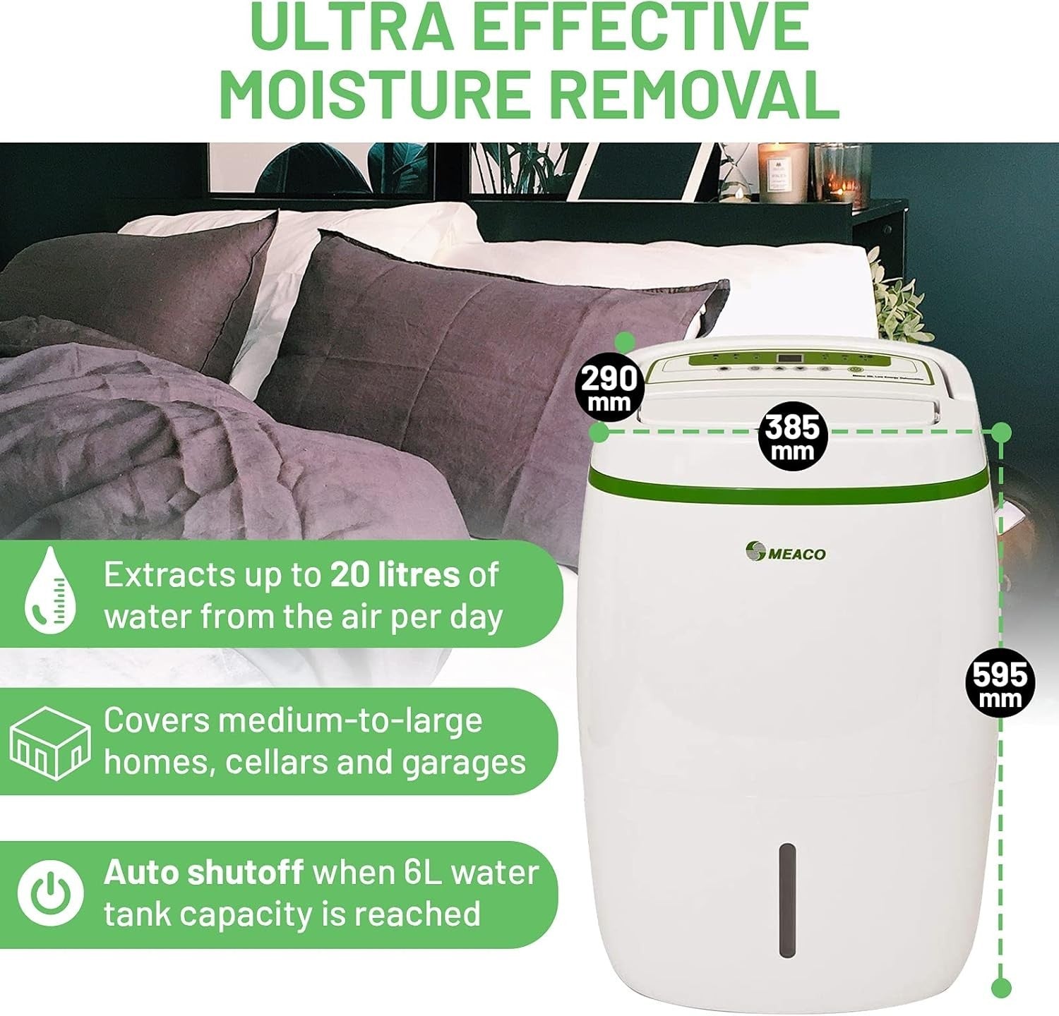 20L Dehumidifier Air Purifier 2 in 1 HEPA Low Energy Large Home