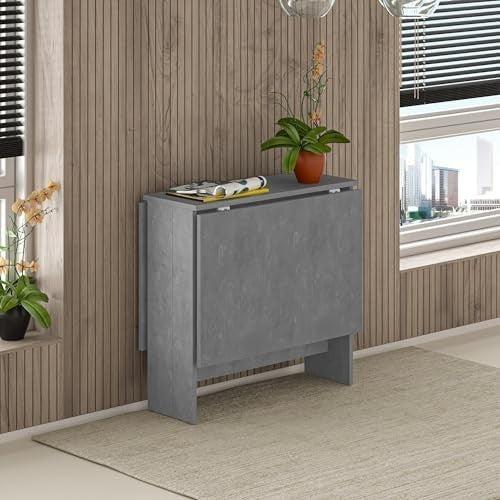 Foldable Retro Grey Dining Table 130x76cm Space-Saving Multifunctional Table