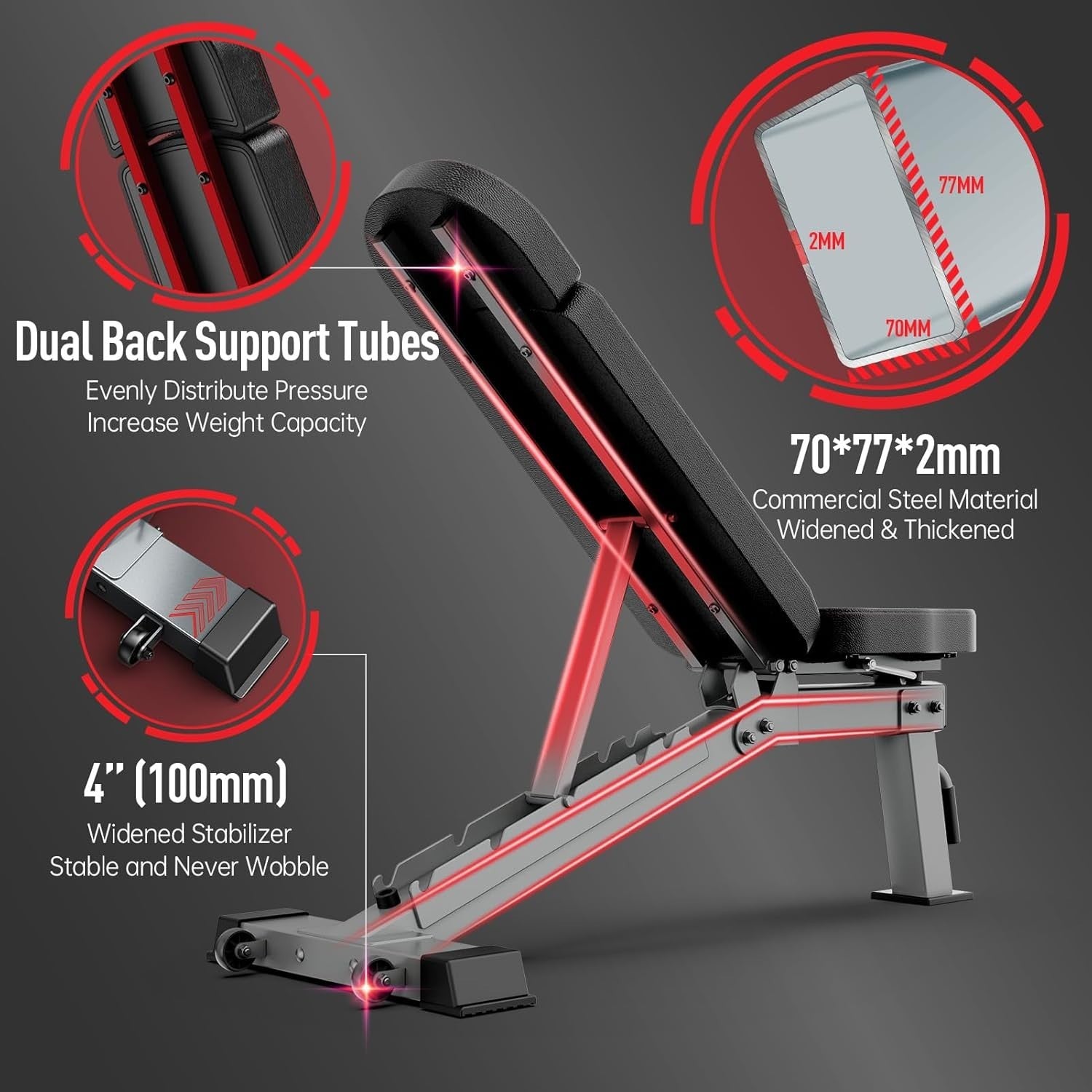 Commercial Heavy Duty Workout Bench 1000lb Multi-Angle Home Training