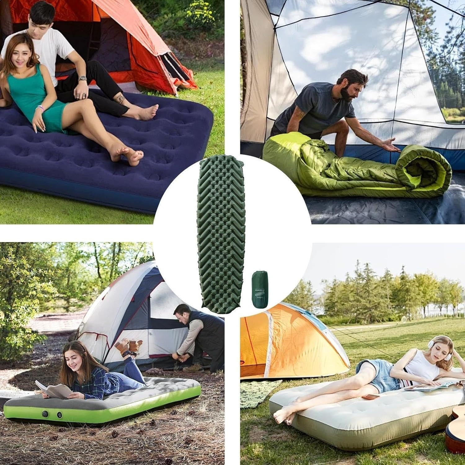 Inflatable Camping Air Mattress Foldable Bed Pad for Tent Car Beach