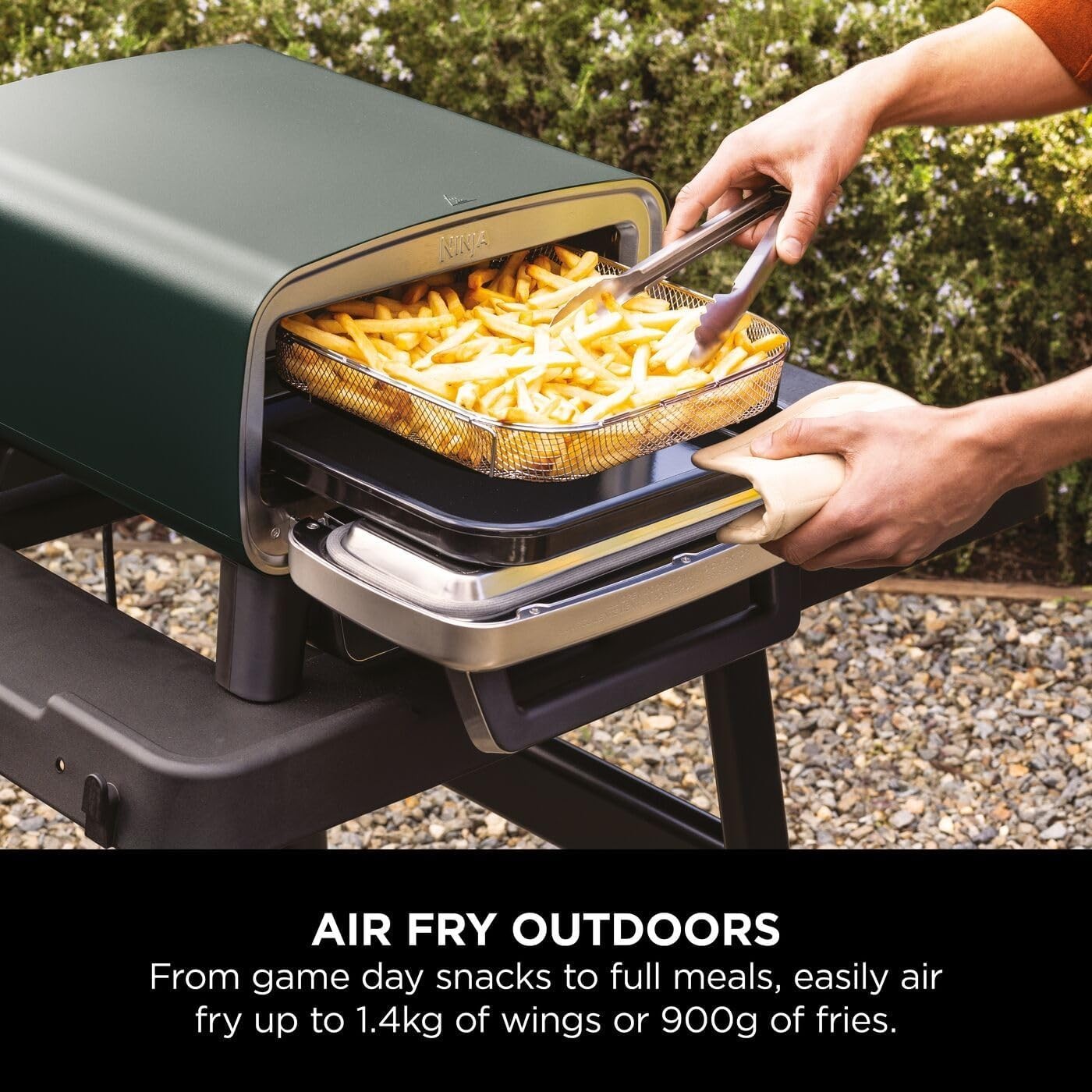 Outdoor Electric Pizza Oven Air Fryer 370°C 12in Pizza Stone Peel Basket Green