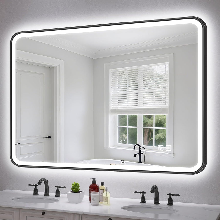 LED Bathroom Mirror 100x70cm Anti-Fog, Dimmable, Waterproof, Memory Function