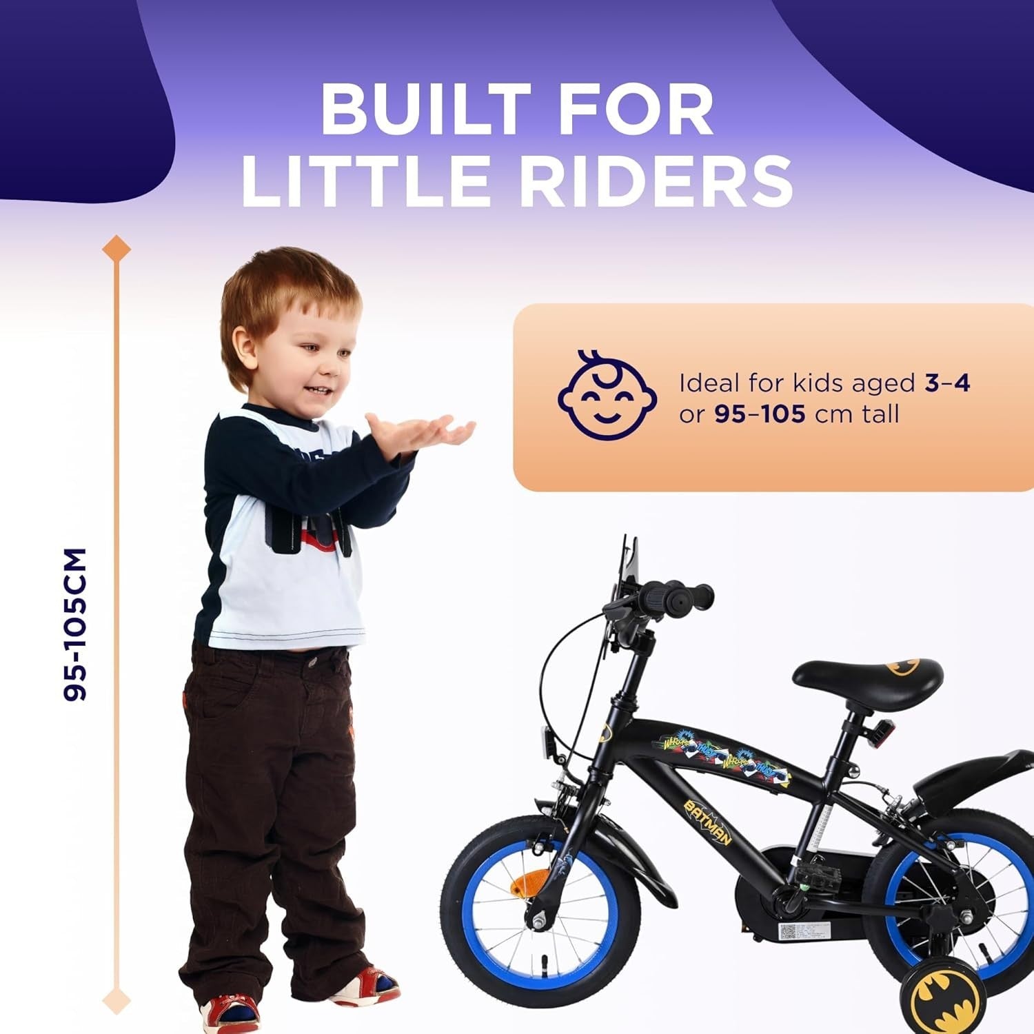 12 Inch Kids Bicycle Training Wheels Dual Hand Brakes Age 3-4 Years