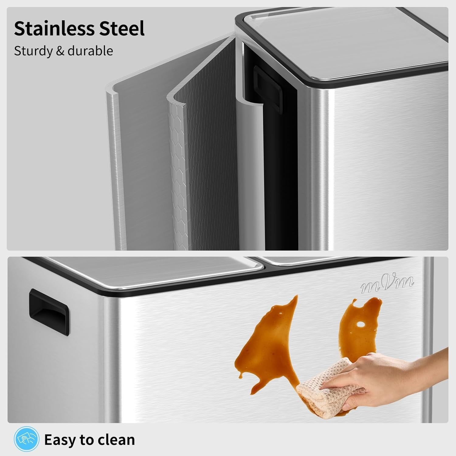 40L Dual Kitchen Recycling Bin 2x20L Stainless Steel Pedal