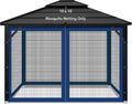 10x10ft Navy Blue Gazebo Mosquito Netting 4 Panels Zipper Sidewalls Outdoor
