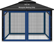 10x10ft Navy Blue Gazebo Mosquito Netting 4 Panels Zipper Sidewalls Outdoor