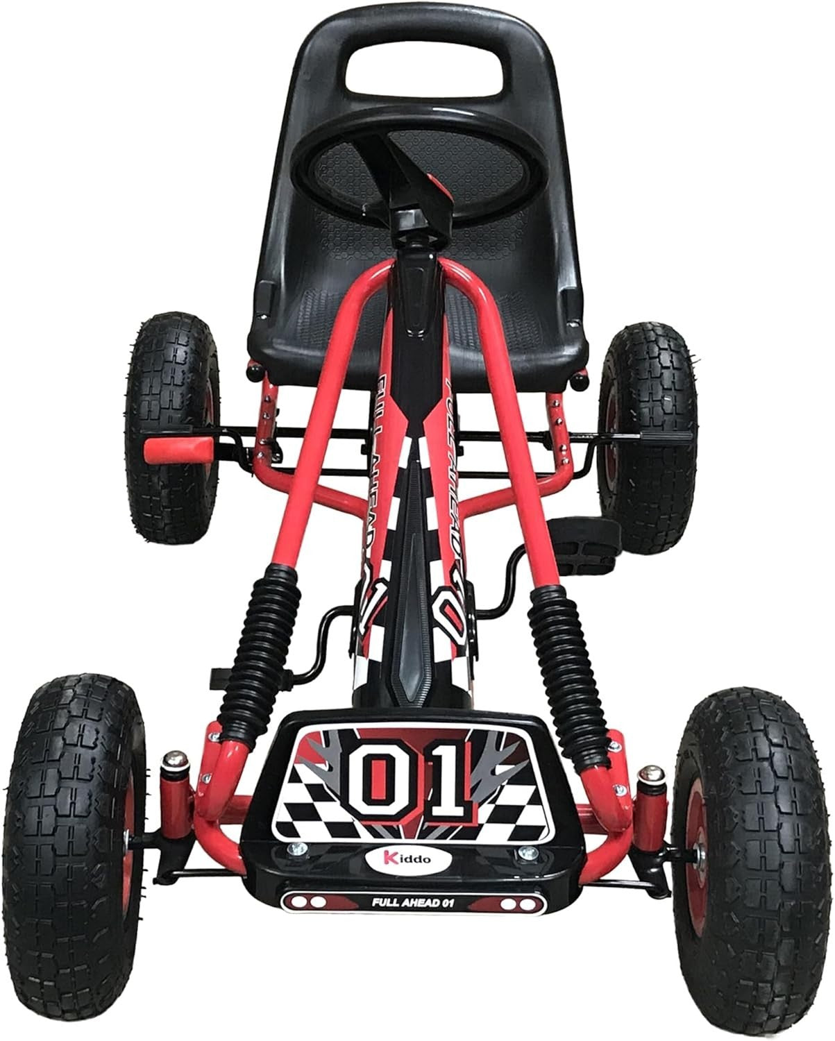 Kids Pedal Go Kart Ride On Car Red Adjustable Seat Rubber Tyres 4-8Y