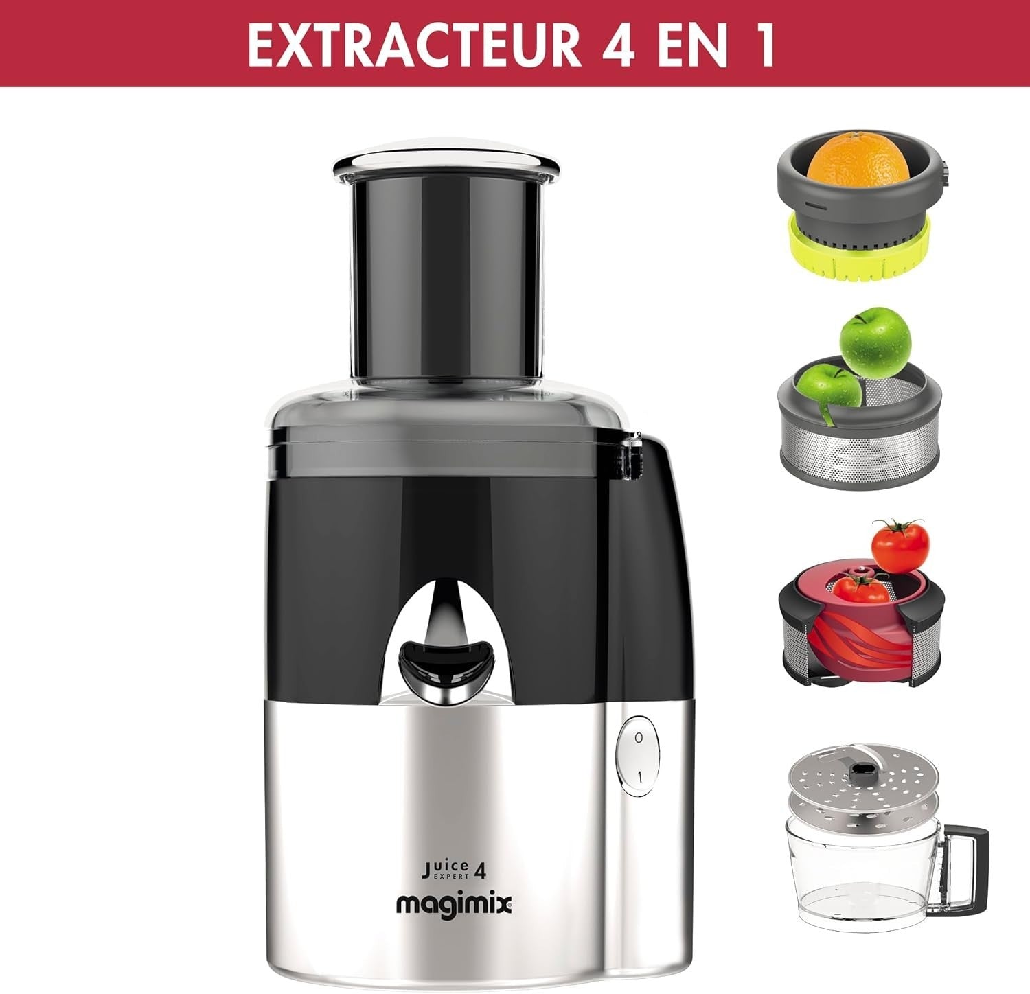 4 in 1 Juicer Extractor XL Feed Ultra Quiet Motor Vegetable Cutter