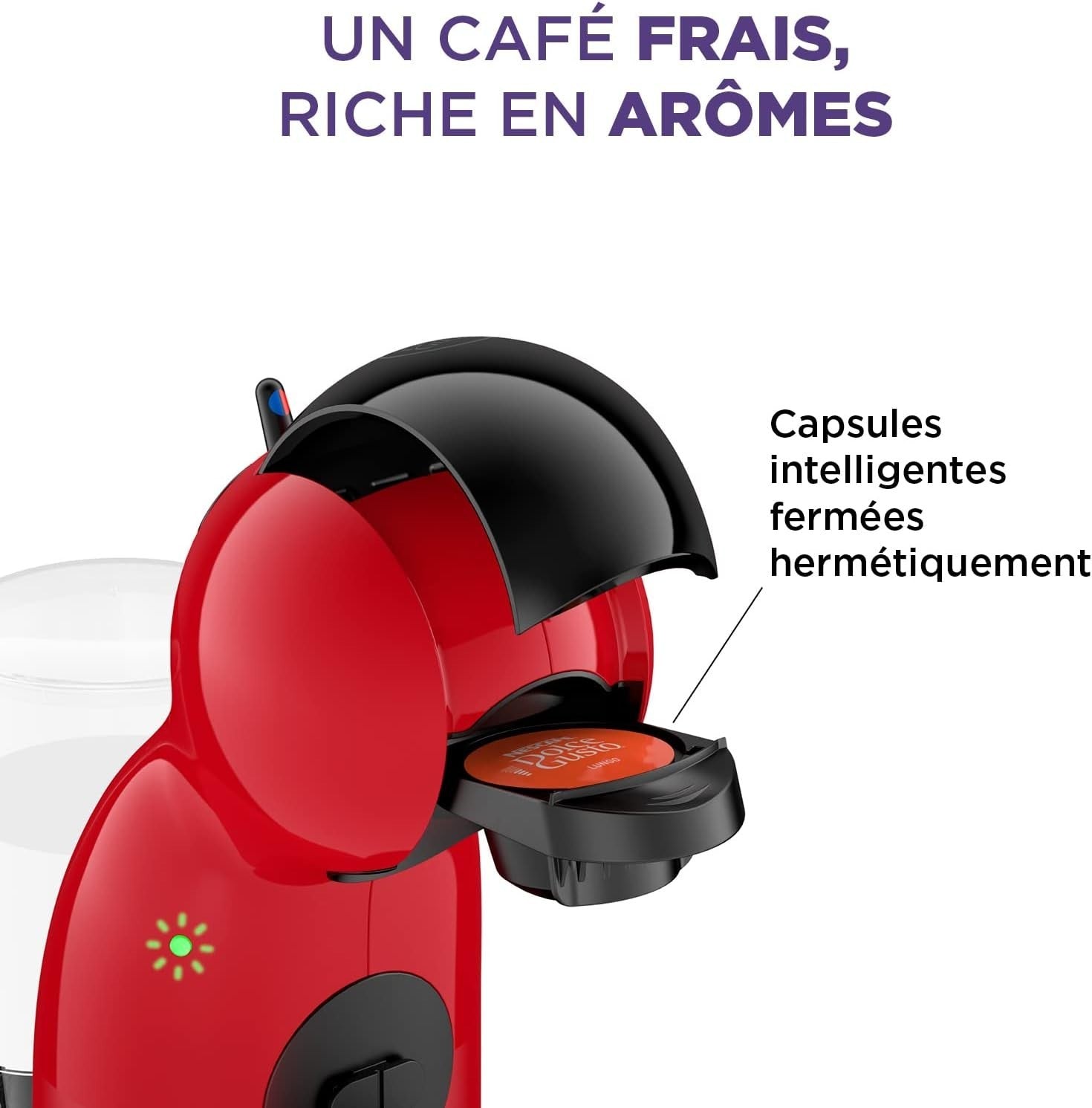Compact Coffee Pod Machine 15 Bar Pressure | Hot & Cold Drinks Maker | Red Black