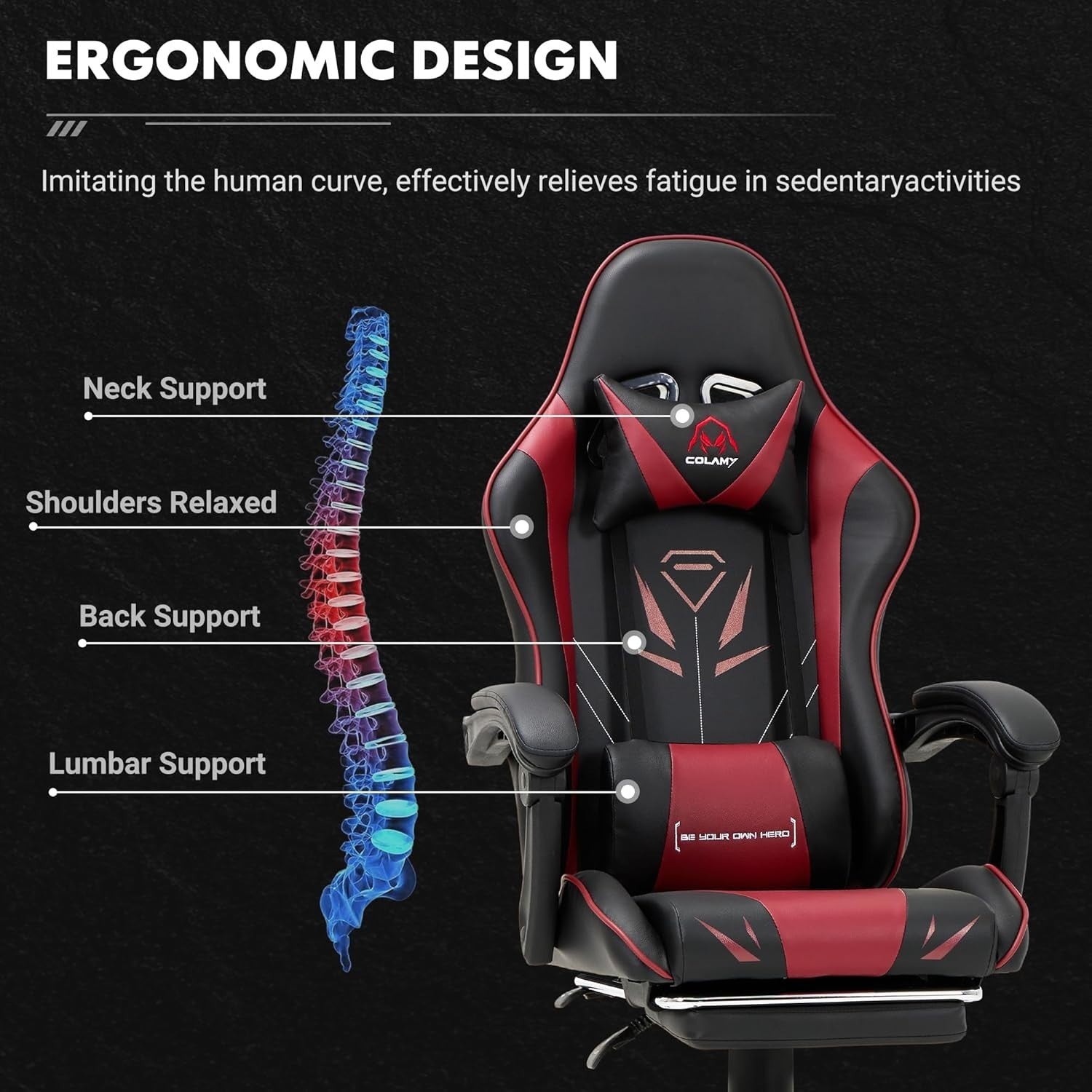Gaming Chair Red High Back Footrest Desk Swivel PC Gamer Racing Modern Seat