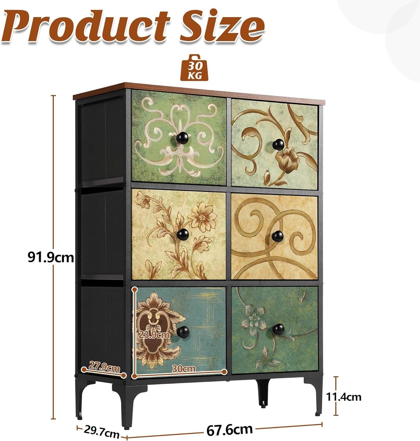 6 Drawer Fabric Dresser Organizer - Bedroom Storage, Living Room, Nursery