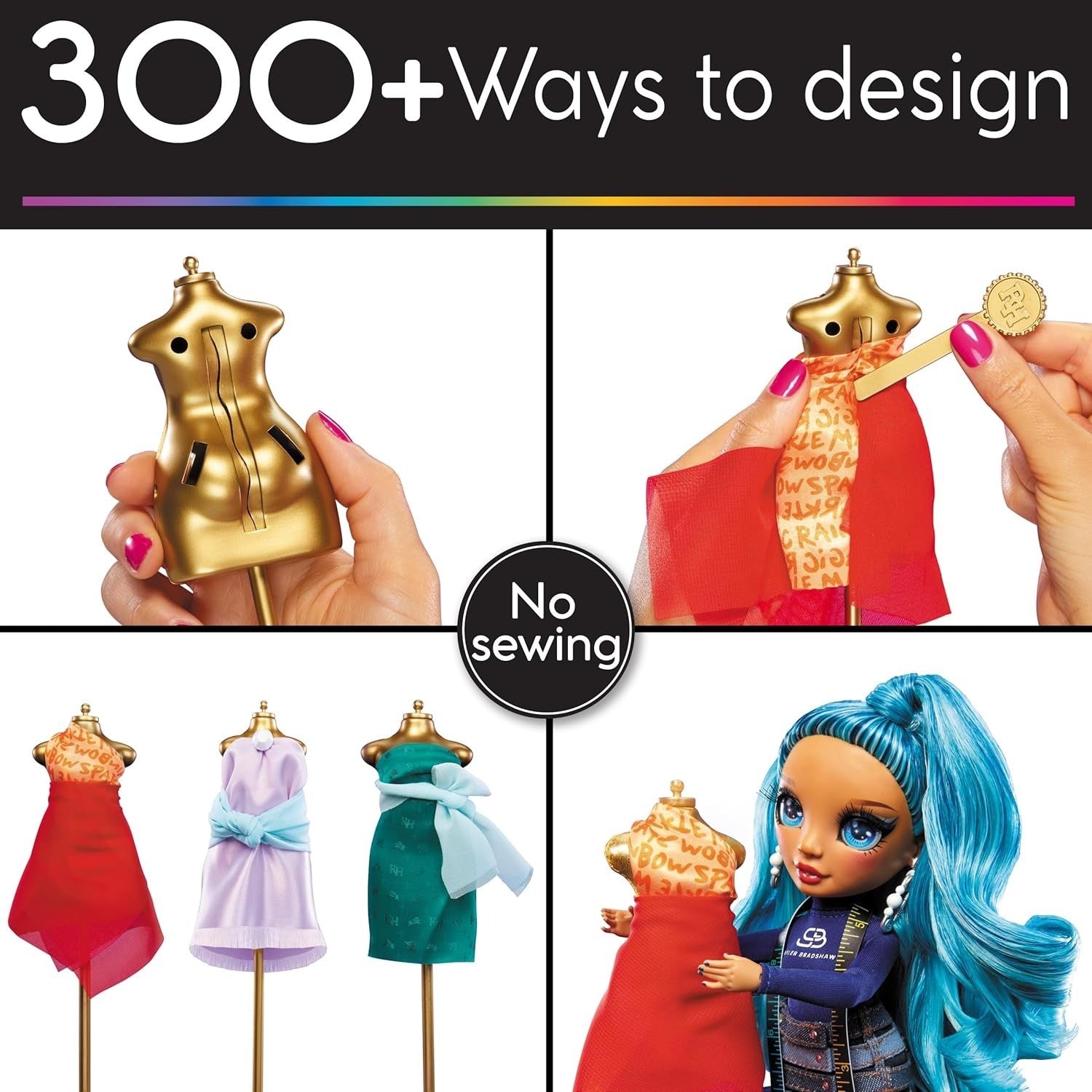 Fashion Design Studio Playset Doll No Sew Kit 300+ Designs