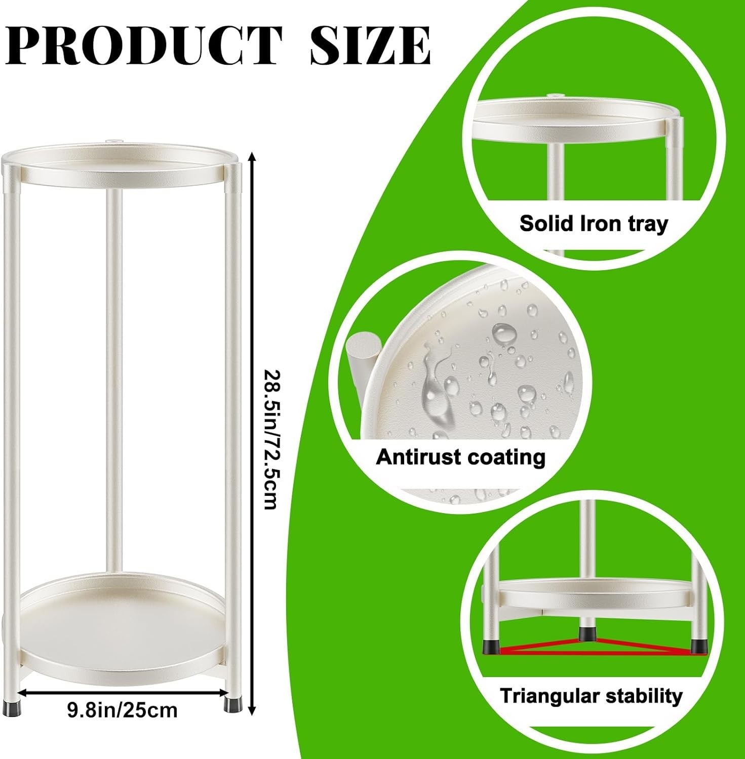 2 Tier White Metal Plant Stand Indoor Outdoor Flower Display Rack Corner Shelf