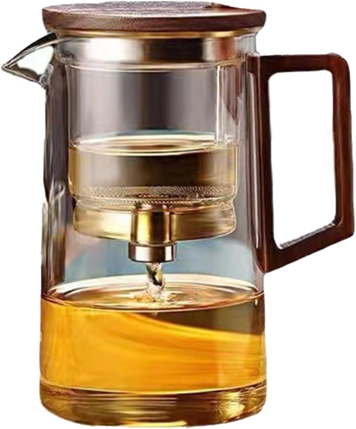 750ml Glass Teapot with Infuser Wooden Handle Loose Leaf Tea Maker